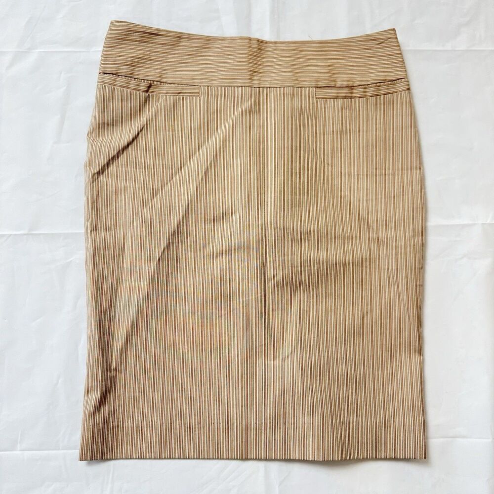 Barneys New York Womens Brown Striped Pencil Skirt Size 6 - Picture 9 of 16